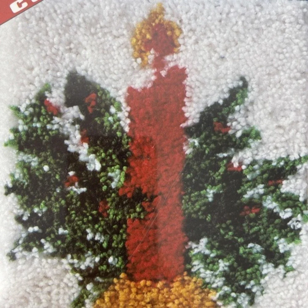 Tina Of California Latch Hook Kit Christmas Holly & Candle #T112X New Old Stock!